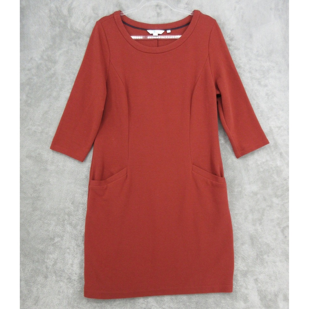 Boden Dress Womens Size 12 Rust Orange Jasmine Ottoman Ribbed Sheath Pockets Zip